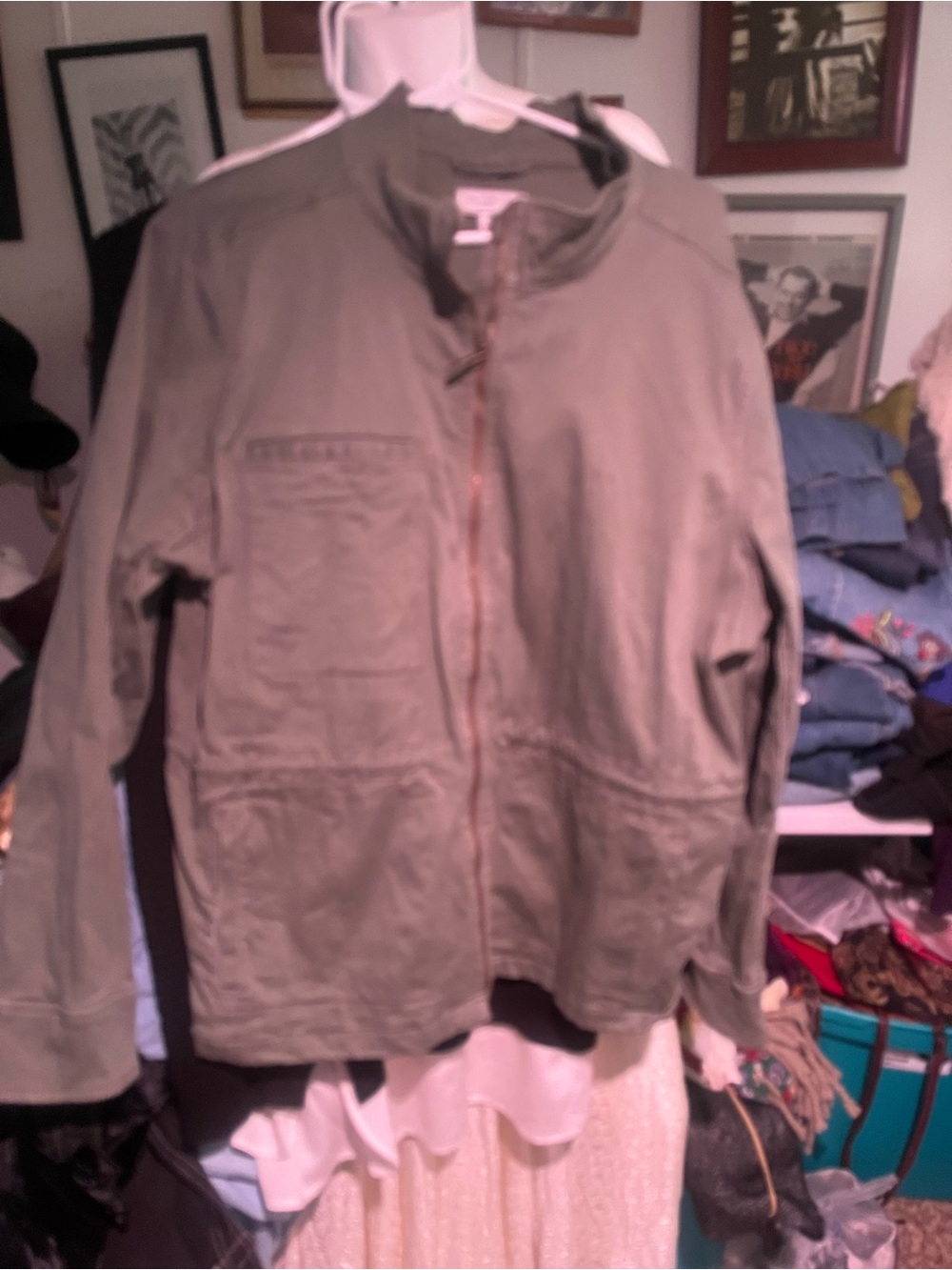 Woman’s Olive Green Zip-Front Utility Jacket